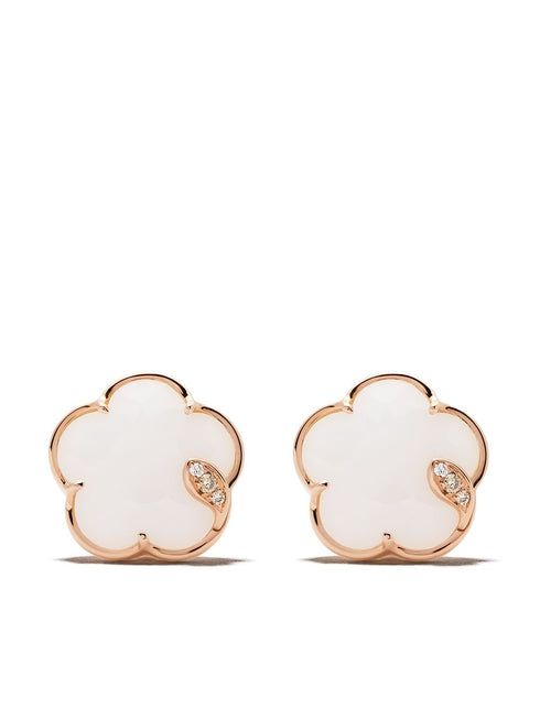 aretes de diamantes y ágata Petit Joli en oro rosa de 18kt